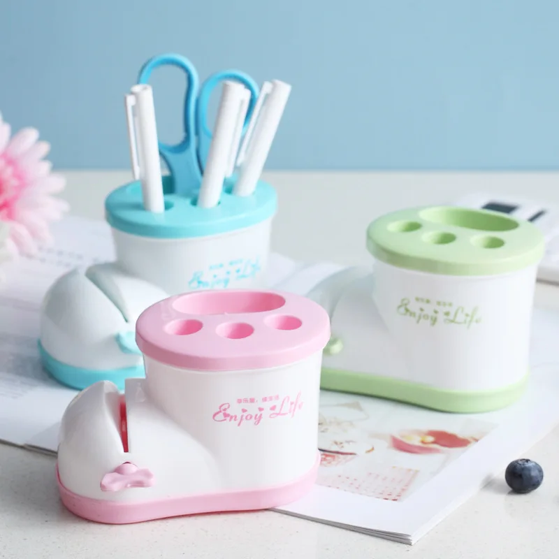 Cute Toothbrush Holder Toothpaste Dispenser Bathroom Organizer Toothbrush Stand Holder Toothpaste Squeezer Bathroom Accessories