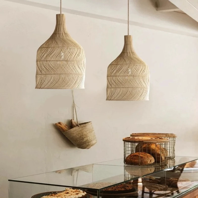 Wind vine woven pendant zen tea room Japanese bed and breakfast living room bedroom dining room retro