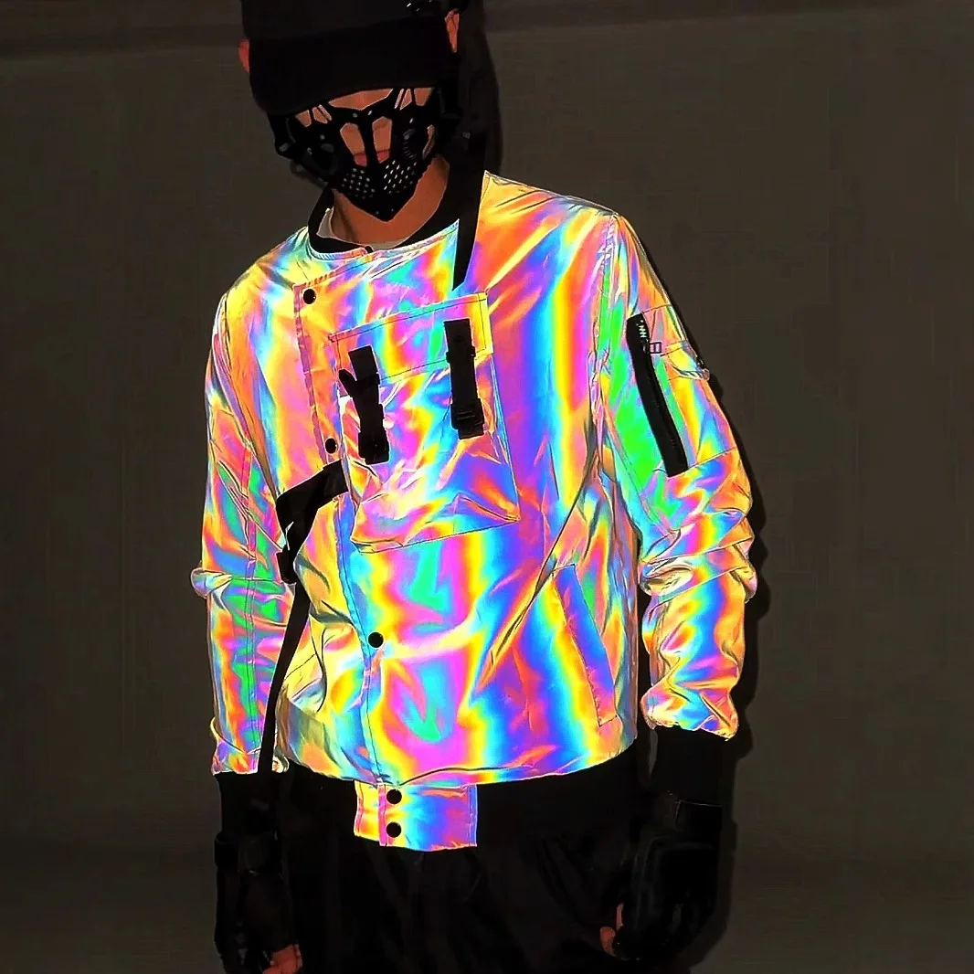 

Светоотражающие мужские куртки, подростковое пальто с длинными рукавами, весна-осень 2026, однотонный топ в уличном стиле