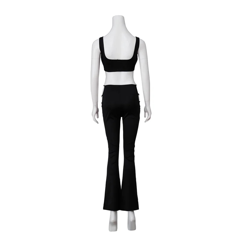 Disfraz de Cosplay de Maddy Perez de Euphoria, conjunto de top corto negro y pantalones de Maddy, trajes de fiesta de Halloween y carnaval de Maddy