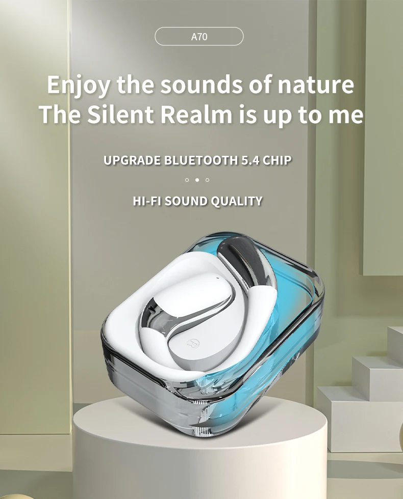 

A70 2025 New Private Model Ear Hanging Wireless Earphones Upgraded with Bluetooth 6.0 Chip Earphones