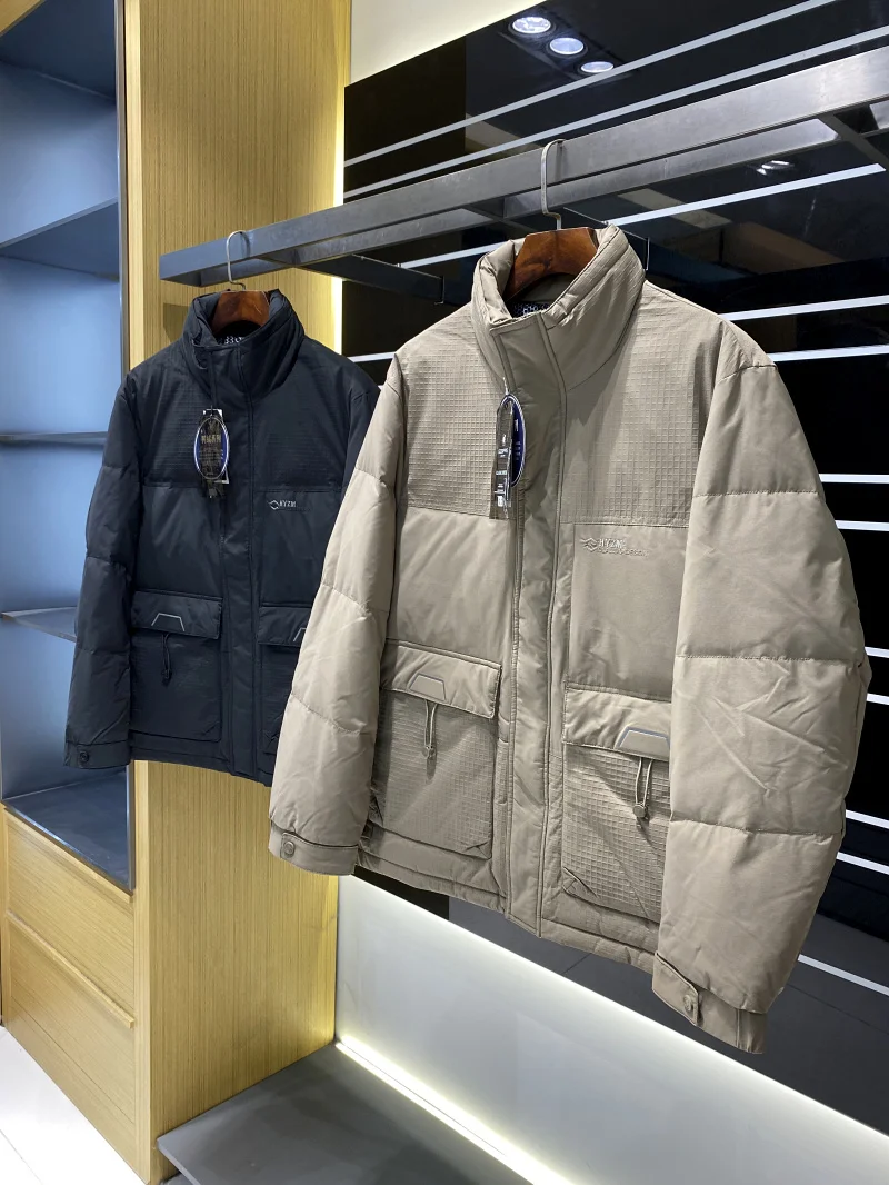 الرجال Thiened الشتاء أسفل Jaet مقنعين كبير رقيق انعكاس الحرارة الدفء ألياف البوليستر عادية Sle طويل Sve