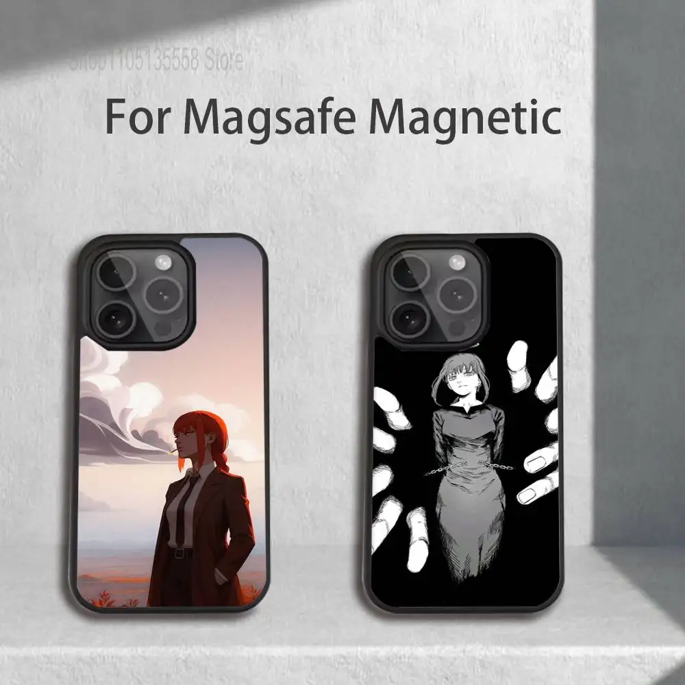 

Чехол для телефона C-Chainsaw M-Makima для iPhone 17,16,15,14,13,12,11,Pro,Max,Plus,Mini,SE4,E с магнитной беспроводной зарядкой Magsafe