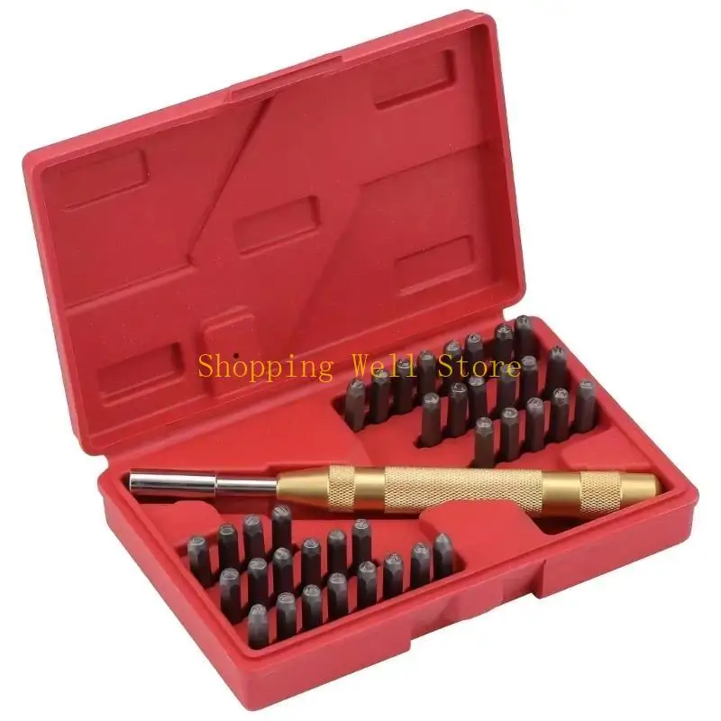 

KX4B 38Pcs 3mm Number and Letter Stamp Leather Punching Set Set for Leather Canvas Paper Craft Carving Embossing
