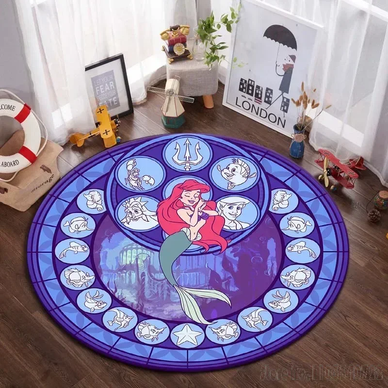 

Little Mermaid Ariel Princess Rug Round Carpet 80cm Chair Non-slip Floor Mat Crawling Game For Kids Living Room Decor