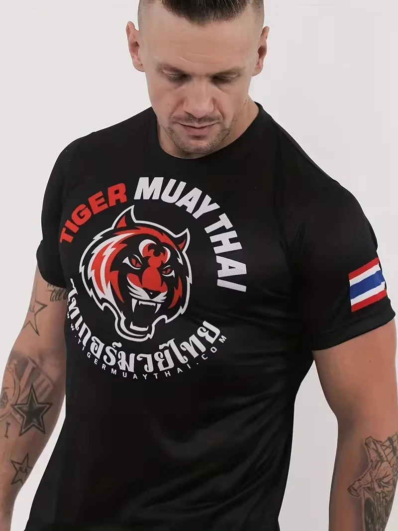 New Arrivals Tiger MuayThai Fitness T-shirts Summer Men\'s Casual Short Sleeve Tee MMA Comprehensive Fighting Training Tees Tops