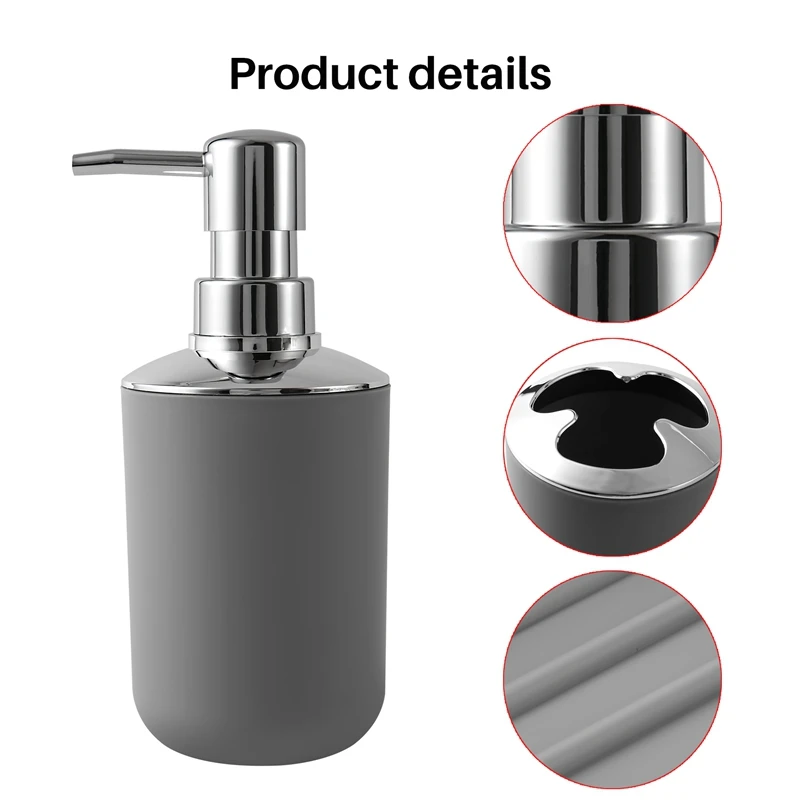 مجموعة ملحقات الحمام البلاستيكية المكونة من 4 قطع، مجموعة ملحقات فرشاة المرحاض للحمام مع حامل فرشاة الأسنان، كوب فرشاة الأسنان (رمادي) - A73M