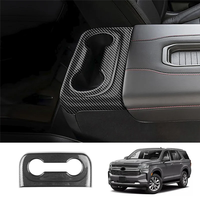 

For Suburban 2023+ Car Seat Back Row Water Cup Holder Cover Frame Trim Sticker Parts