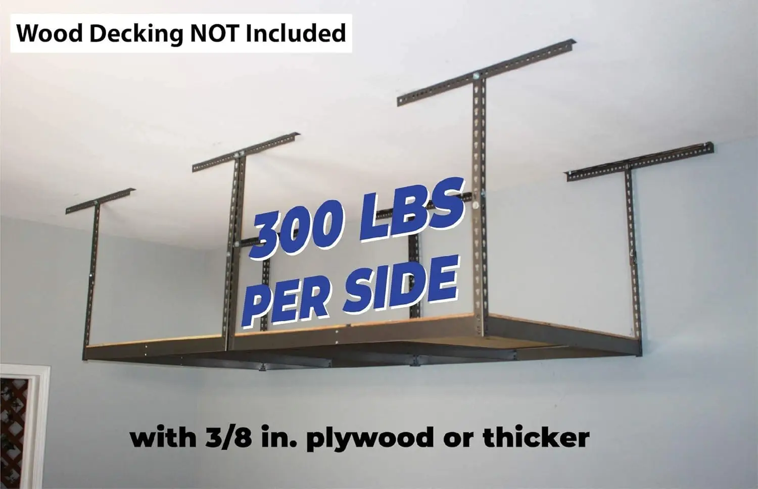 

4x8 Overhead Garage Storage Rack Frame Kit - Hanging Storage Shelves, Garage Ceiling Storage Rack System, Ceiling Shelving