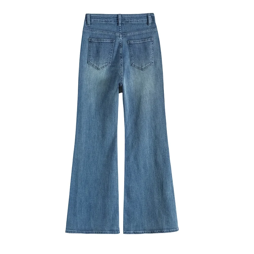 CHIC Elegant Korean Women's Bootcut Jeans Denim Pants Trendy Bling Bling Diamond Slim Ladies Trousers Fashion Girls Bottom Wear
