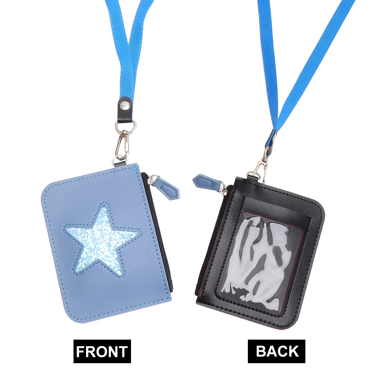 

Neck Wallet Holder Small Pu Coin Purse With Zipper Pentagram Design Card Case Lightweight Daily Use Bag For Women Girls