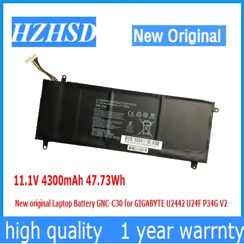 11.1V 4300mAh 47.73Wh New original Laptop Battery GNC-C30 for GIGABYTE U2442 U24F P34G V2