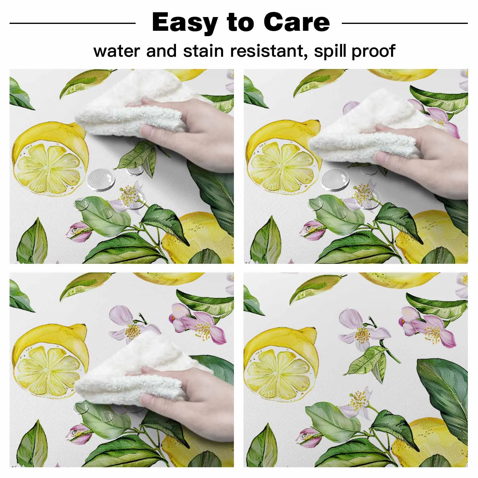 Summer Watercolor Lemon Vintage Round Waterproof Tablecloth Home Decorative Table Cover Party Wedding Dining Room Table Cloth