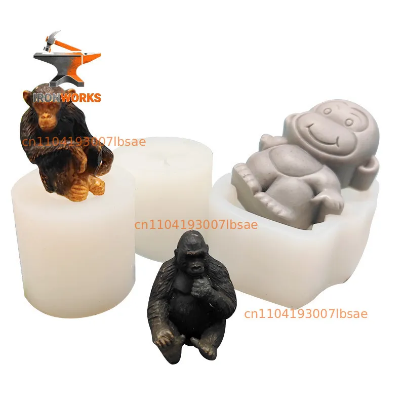 Forest series animal lion elephant gorilla, silicone mold plaster candle animal handmade mold