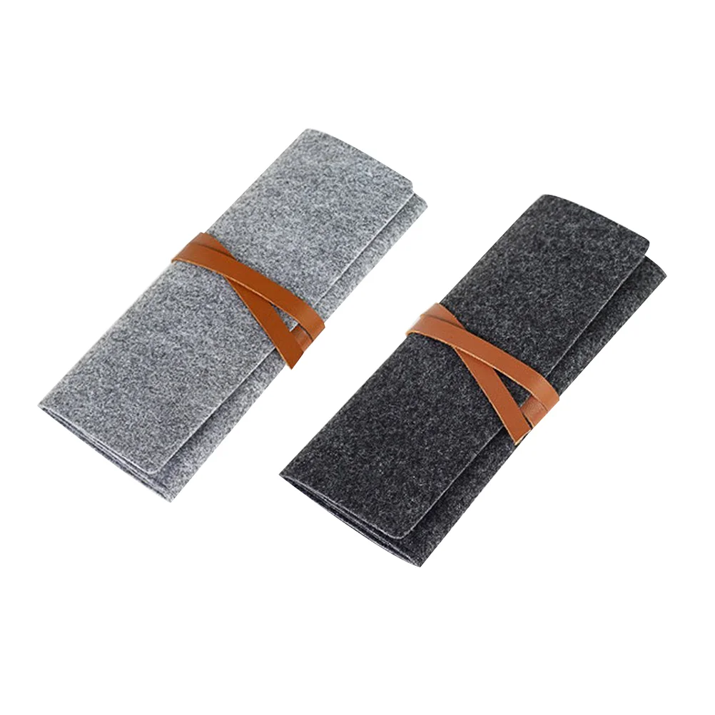 

2pcs Pen Case Felt Pencil Holder ganizers School Stationery Lightweight Portable Storage Bag Foldable Travel Gift