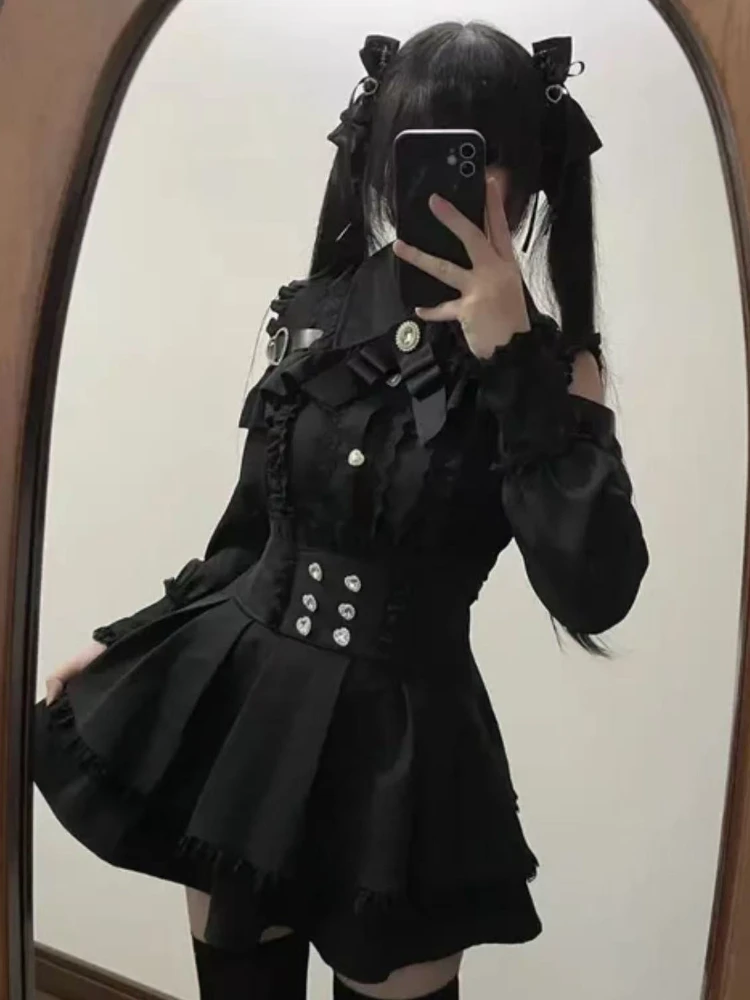 عيد الميلاد الحلو Kawaii لوليتا فستان المرأة الأميرة سليم تنورة صغيرة خمر أنيقة مساء حفلة القوطية Harajuku Y2K ثقافة فرعية