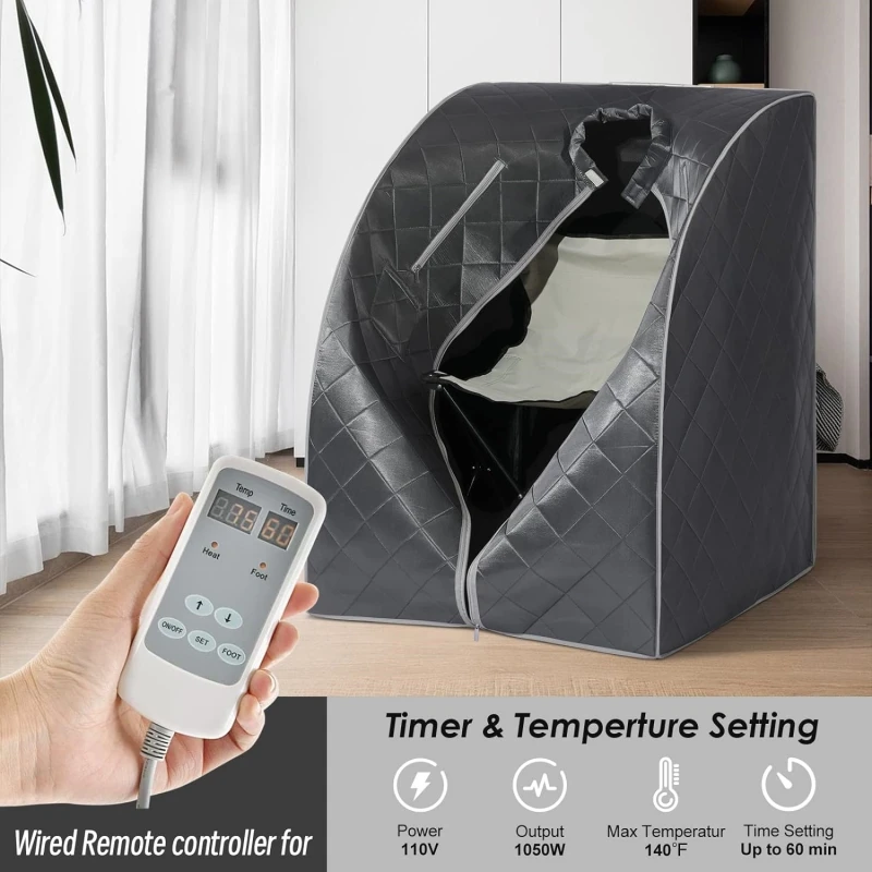 Imagem -04 - Dobrável Saunas Infravermelhas de Corpo Inteiro Home Spa Tenda com Aquecimento pé Pad Cadeira Reforçada Controle Remoto Pessoa Corpo Inteiro