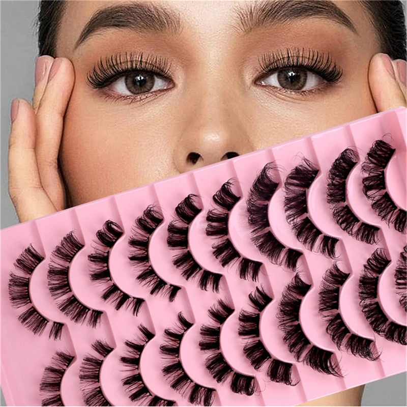 10 pairs/Tray Dual -use Russian roll chemical fiber Thick and dramatic Not eye-catching Black band eyelashes with personlized