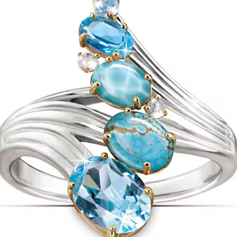 Classic Female Turquoise Oval Rings Charm Silver Color Engagement Ring Vintage Aqua Blue Zircon Stone Wedding Jewelry For Women