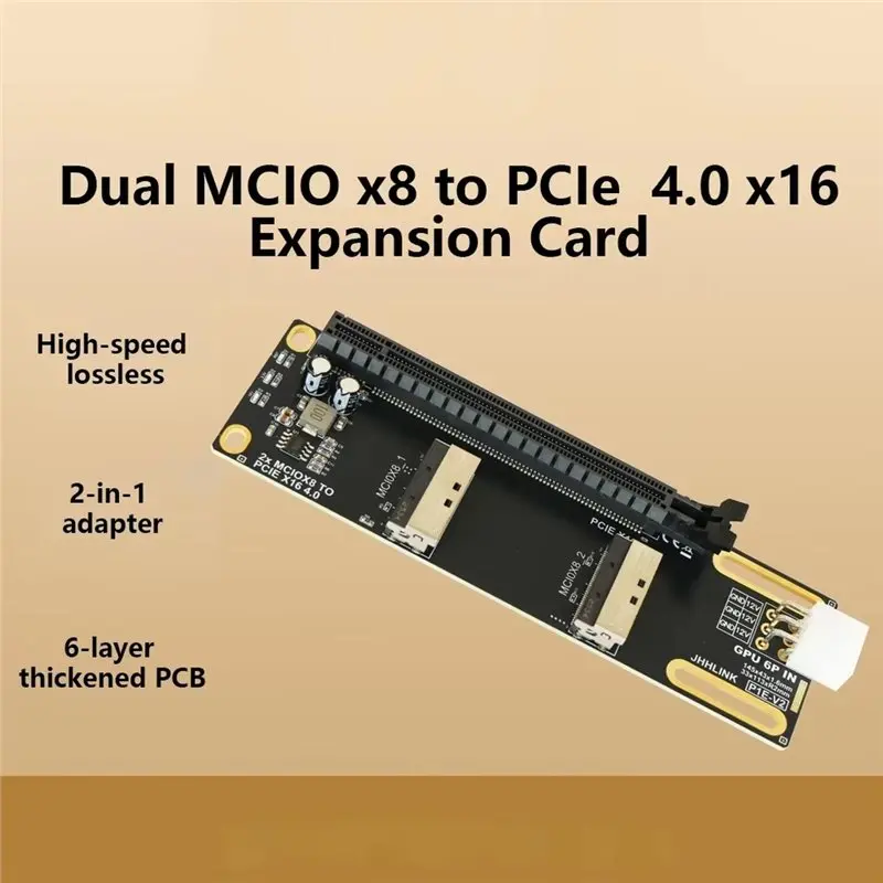 MCIO X8 To Pcie X16 4.0 Expansion Card For GPU For AI Training VFX Render Workstation- MCIO X8 To Pcie X16 Adapter Card