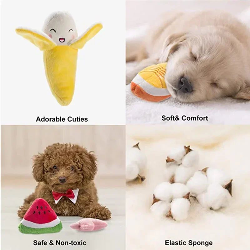 Puppy Dog Plush Squeaky Toy for Small Medium Dogs Cute Bone Carrot Toy for Aggressive Chewers Pet Cat Products Puppy Accessories