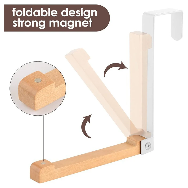 Wall-mounted Door Rear Hanger Metal No Punching Wood Metal Folding Hook Clothes Scarves Hanger Coat Hat Storage Hanging Hook - Image 2