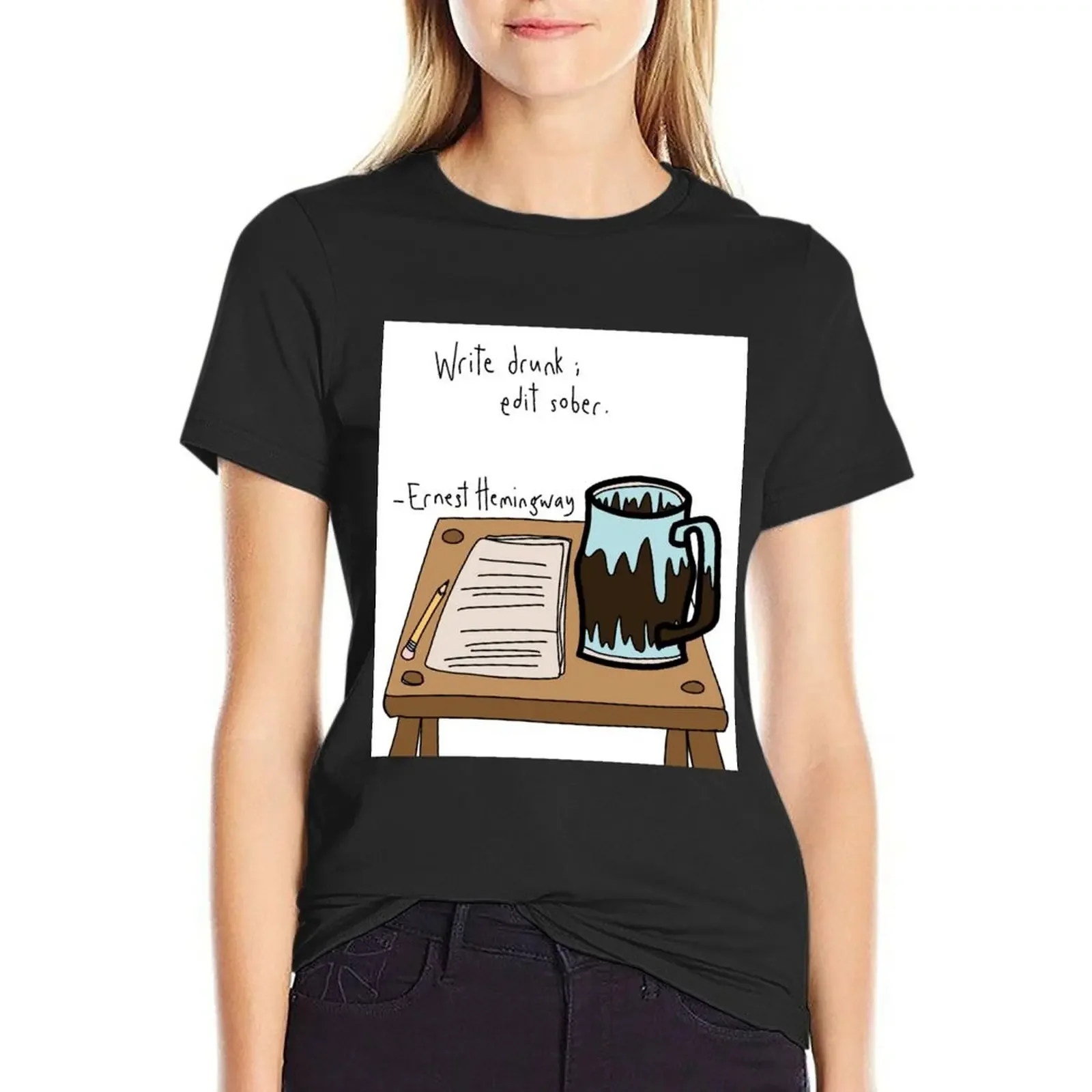 Write Drunk; Edit Sober T-Shirt tees aesthetic clothes summer tops Blouse Women t-shirts