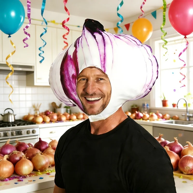 Simulation Onion Headband Cute Quirky Decoration Party Vegetable Props Cartoon Head Performance Props Thanksgiving Carnival Cap