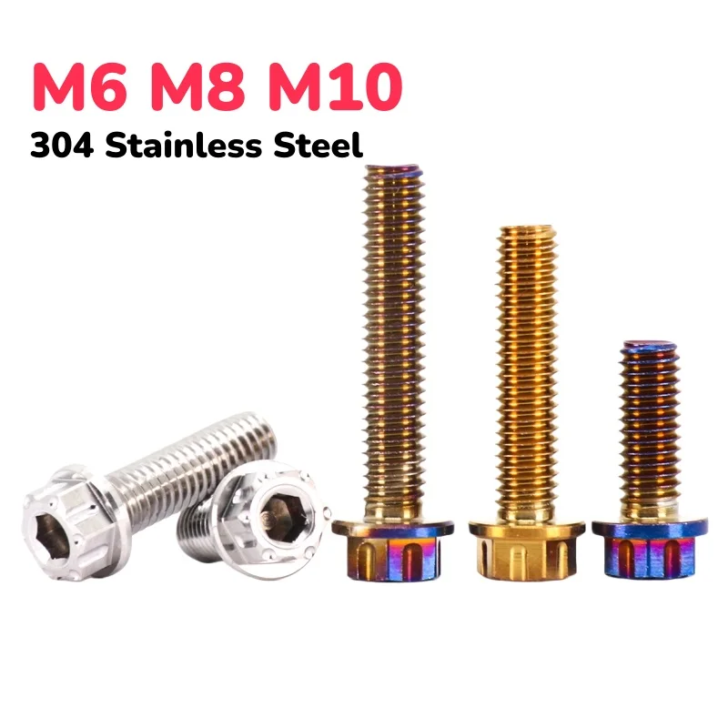 M6 M8 M10 304 Stainless Steel Inner Outer Flange Head Screws For Motorcycle Mudguard