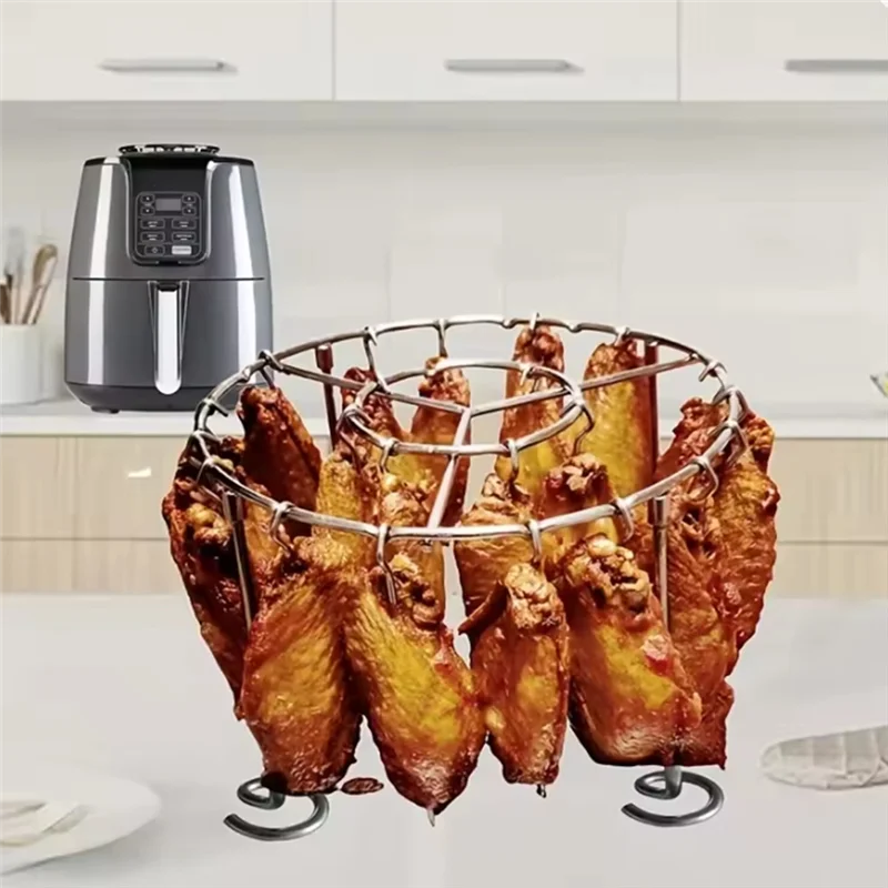 【استيقاظ】حامل سيخ لرف الشواية العمودي من الفولاذ المقاوم للصدأ ملحق مقلاة هوائية لمقالي الهواء 3.2QT-5.5QT