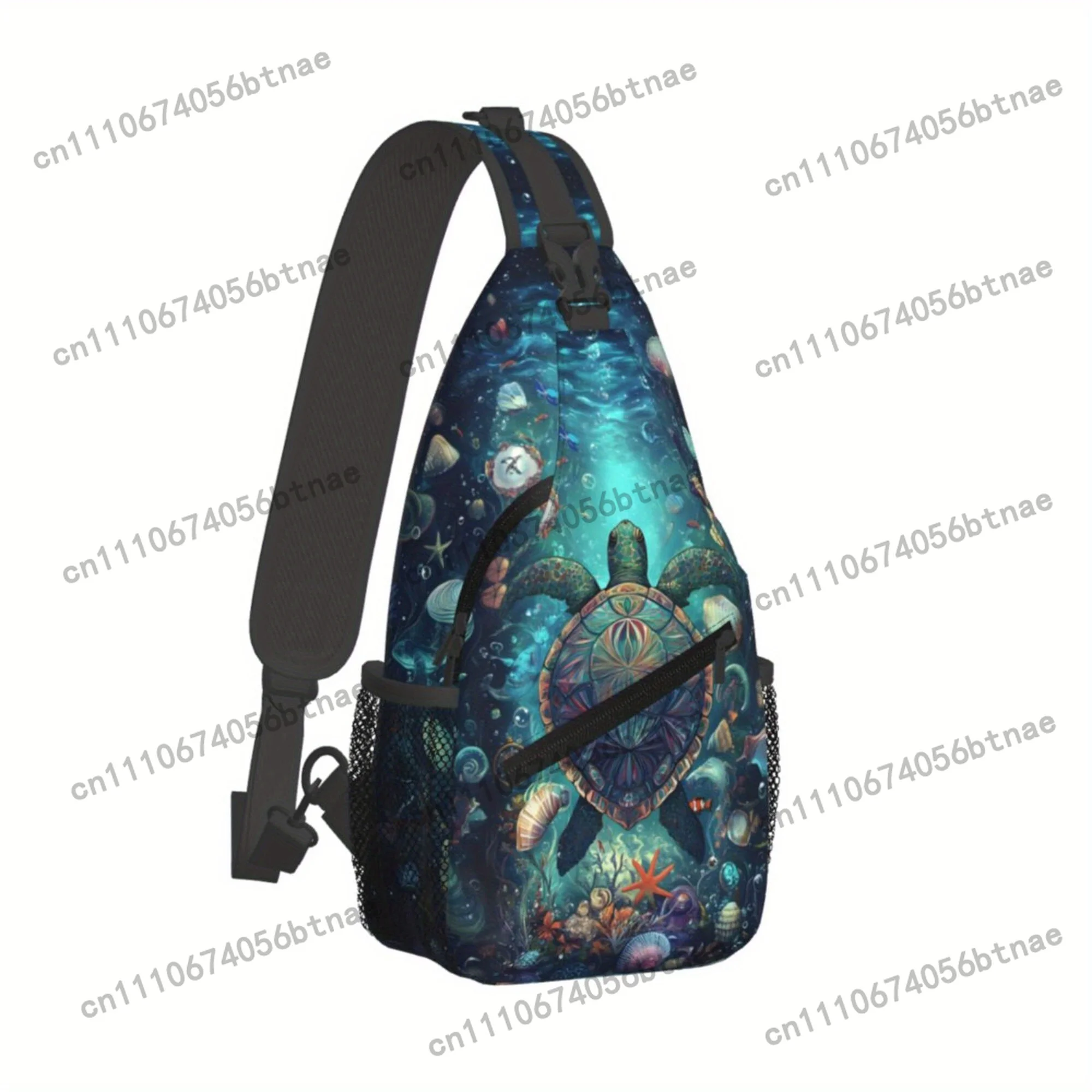 Sea Turtle, Shell, Starfish 2D Flat Printing Unisex Chest Bag, Crossbody Backpack, Fashion Handbag, Multifunctional Crossbody Sh