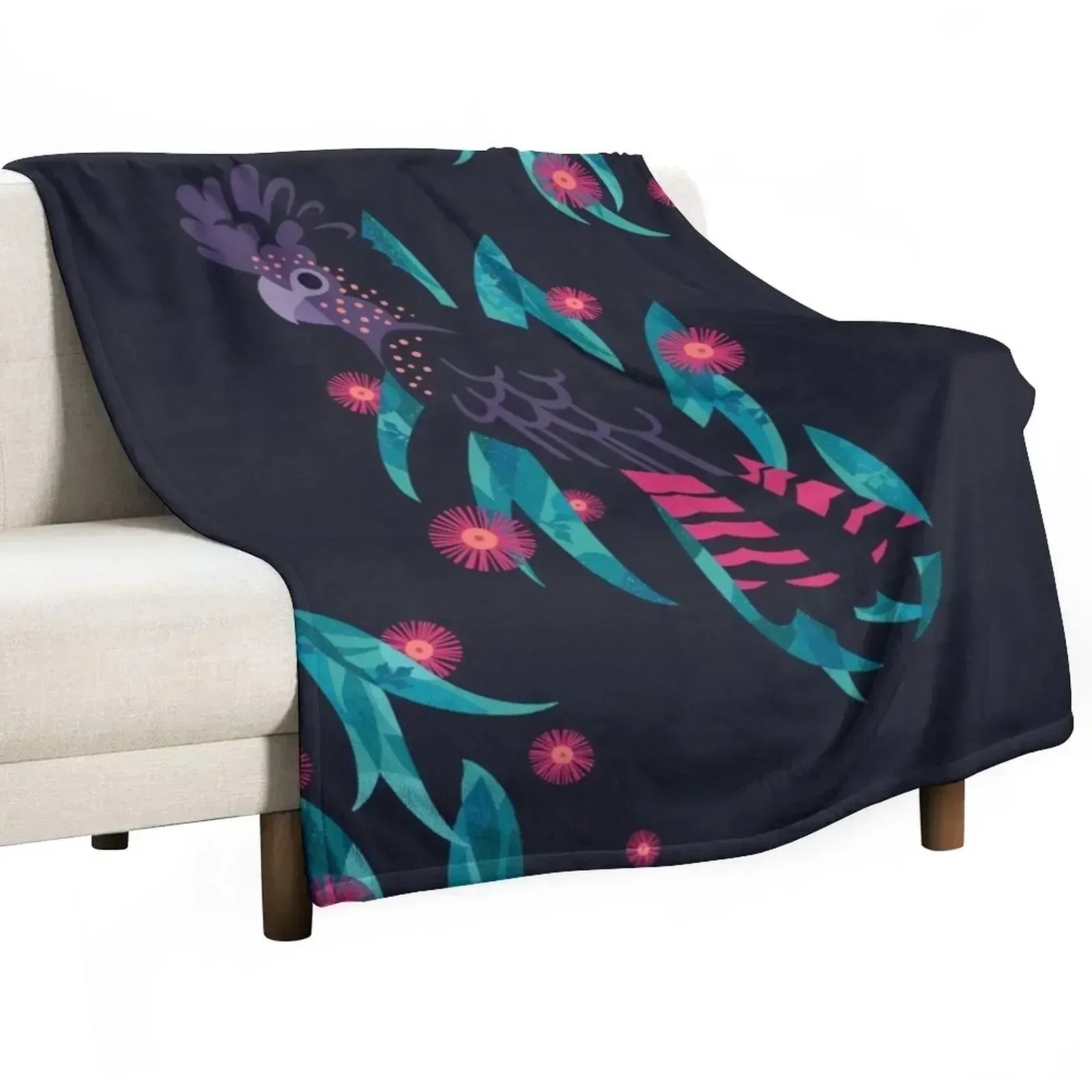 Black Cockatoo Silhouette Throw Blanket Designers Hairys warm for winter Blankets