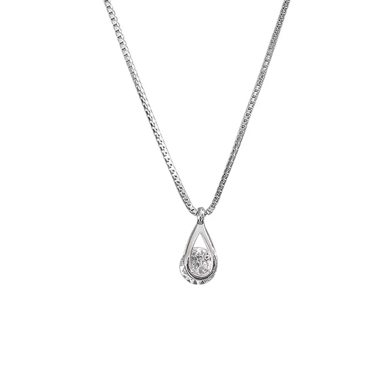 

Fashion Silver Color Teardrop Shape Zircon Necklace Geometric Shape Pendant Choker Party Gift for Women Fine Jewelry Gift