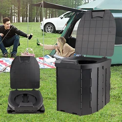 Folding Camping Toilet with Storage Bag Adults Portable Toilet with Lid Outdoor Toilet for Beach Hiking Long Trips Fishing Car