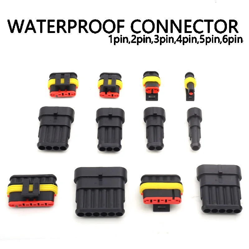 1-2-5 Sets Kit 2-polig 1/2/3/4/5/6-polig AMP Super Seal wasserdichter elektrischer Kabelstecker für Auto, wasserdichter Stecker – Detail 5