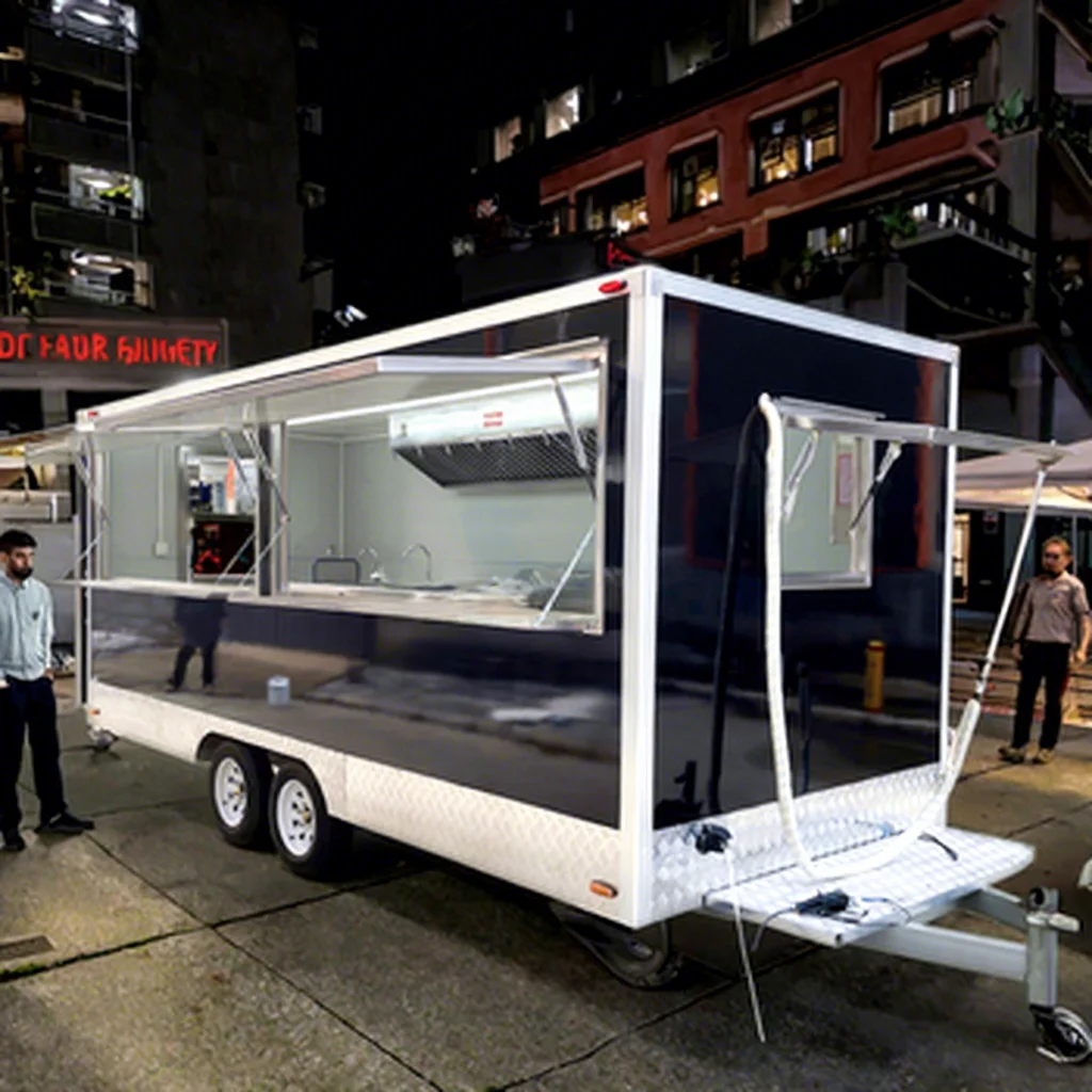 Single Axle Towable Concession Trailer Fully Equipped Stainless Steel Hot Dog Snack Stall Outdoor Festival Street Food Business