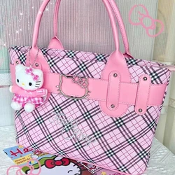 Kawaii Sanrio Anime Embroidered Shoulder Bag Cute Hello Kitty Cartoon High-Capacity Portable Tote Bag Commuter Bag Girls Gifts