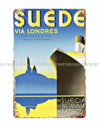 1930 Sweden via London, Swedish Lloyd metal tin sign bar club garage