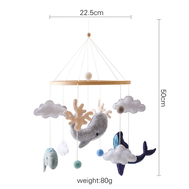 Baby Crib Marine Organism Bed Bell Toy Baby Room Mobile Hanging Decoration Wooden Accessories For Newborns 0-12 Months Toy Gift