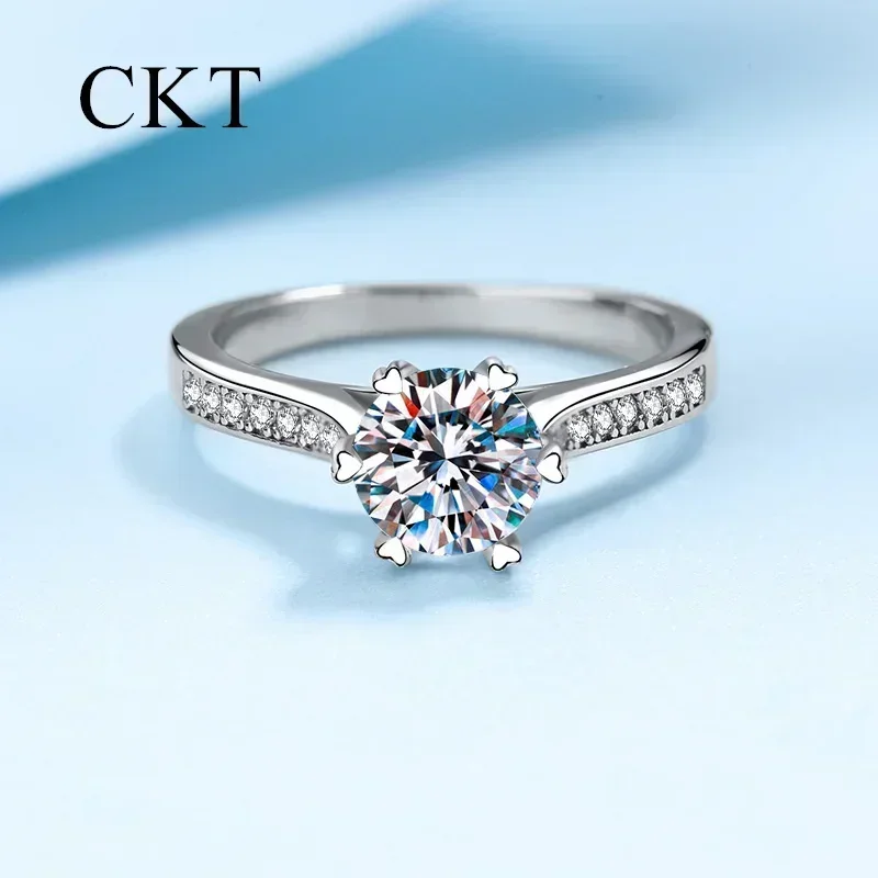 

18K White Gold Luxury Diamond Rings for Women Platinum Pt950 1 Carat Moissanite Sparkling Ring Wedding Fine Jewelry Fashion Gift