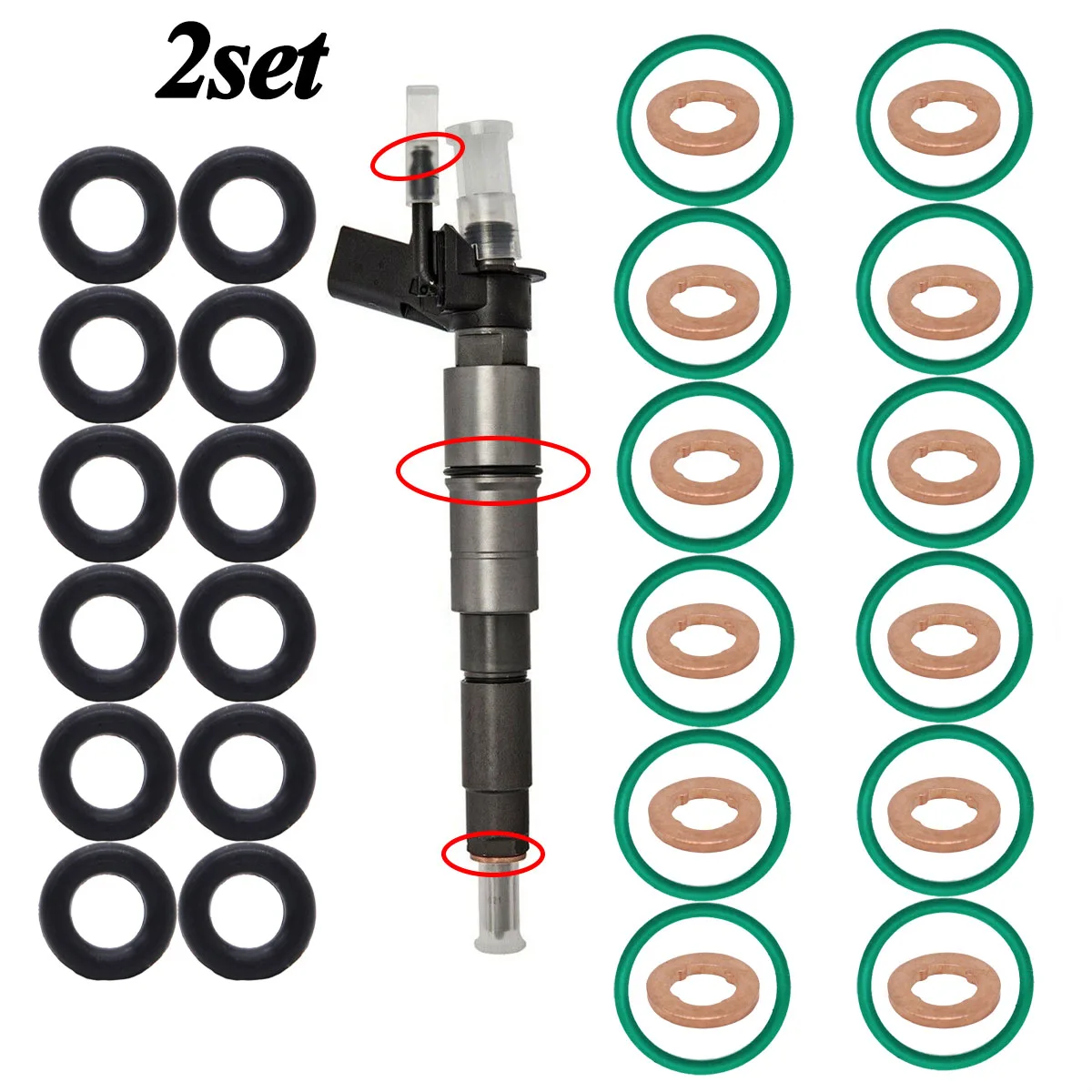 

2Set Fuel Injector Nozzle Copper Gasket O-ring Seal Kit 059130119 059130519 WHT000884 For Audi A4 A4 A3 Q7 Allroad VW Seat Skoda