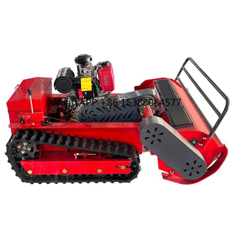 

Fully Automatic 800mm 1000mm 1200mm Crawler Lawn Mower & Grass Shredder DIY Grade with 24V Remote Control Garden Farm