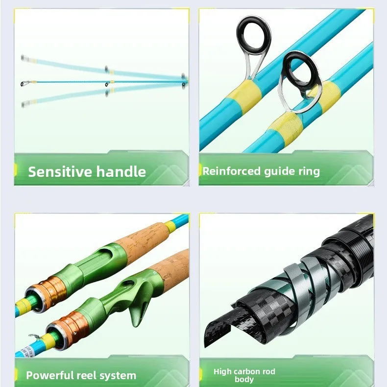 قصبة صيد من ألياف الكربون، قصبة صيد للرمي البعيد بمقبض على شكل مسدس، قصبة صيد للبحر والقوارب، سريعة التكيف، فائقة الصلابة #2