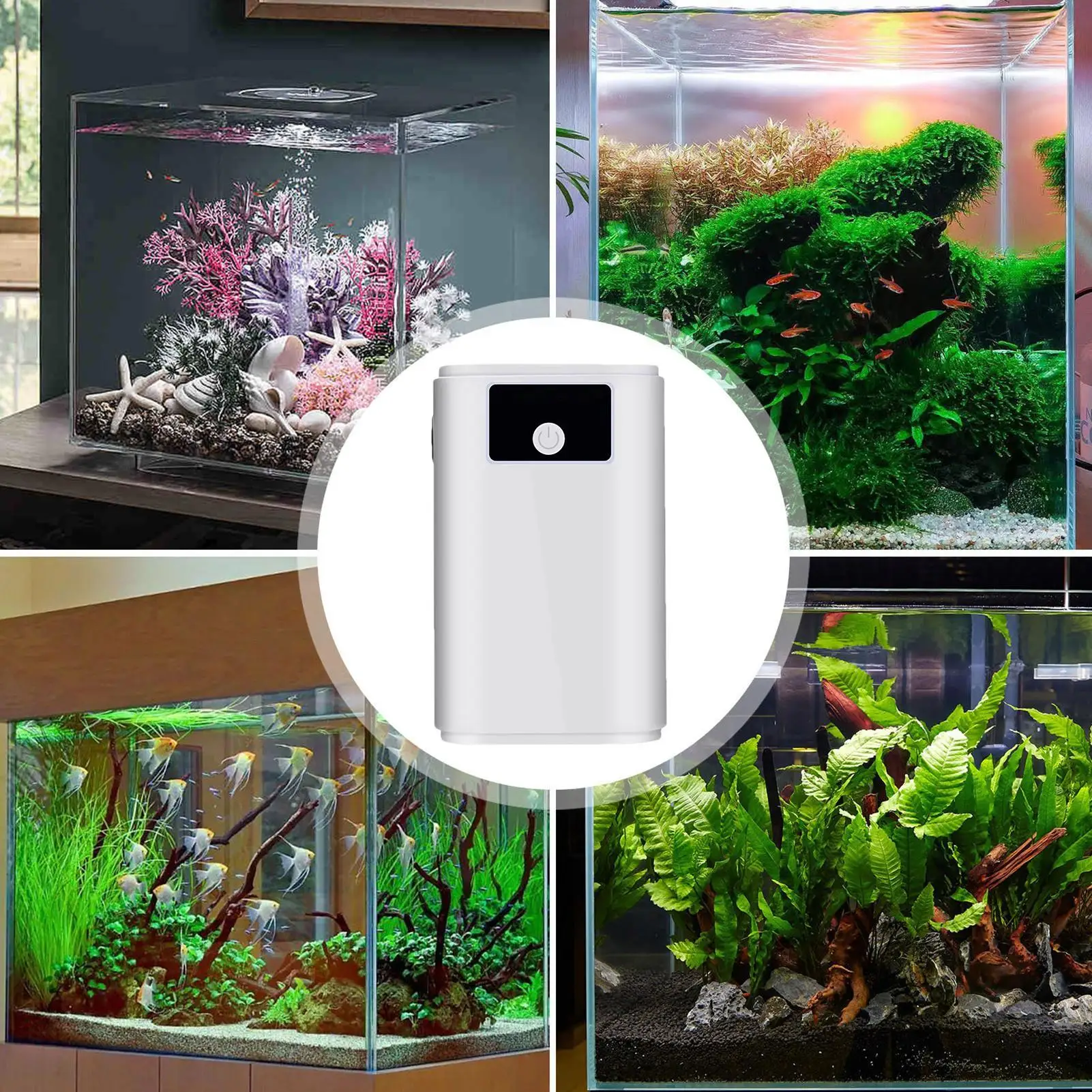 Bomba de oxígeno para tanque de agua, bomba de burbujeador para acuario, aireador eléctrico, diseño recargable con manguera de 59 pulgadas, bomba de oxígeno portátil