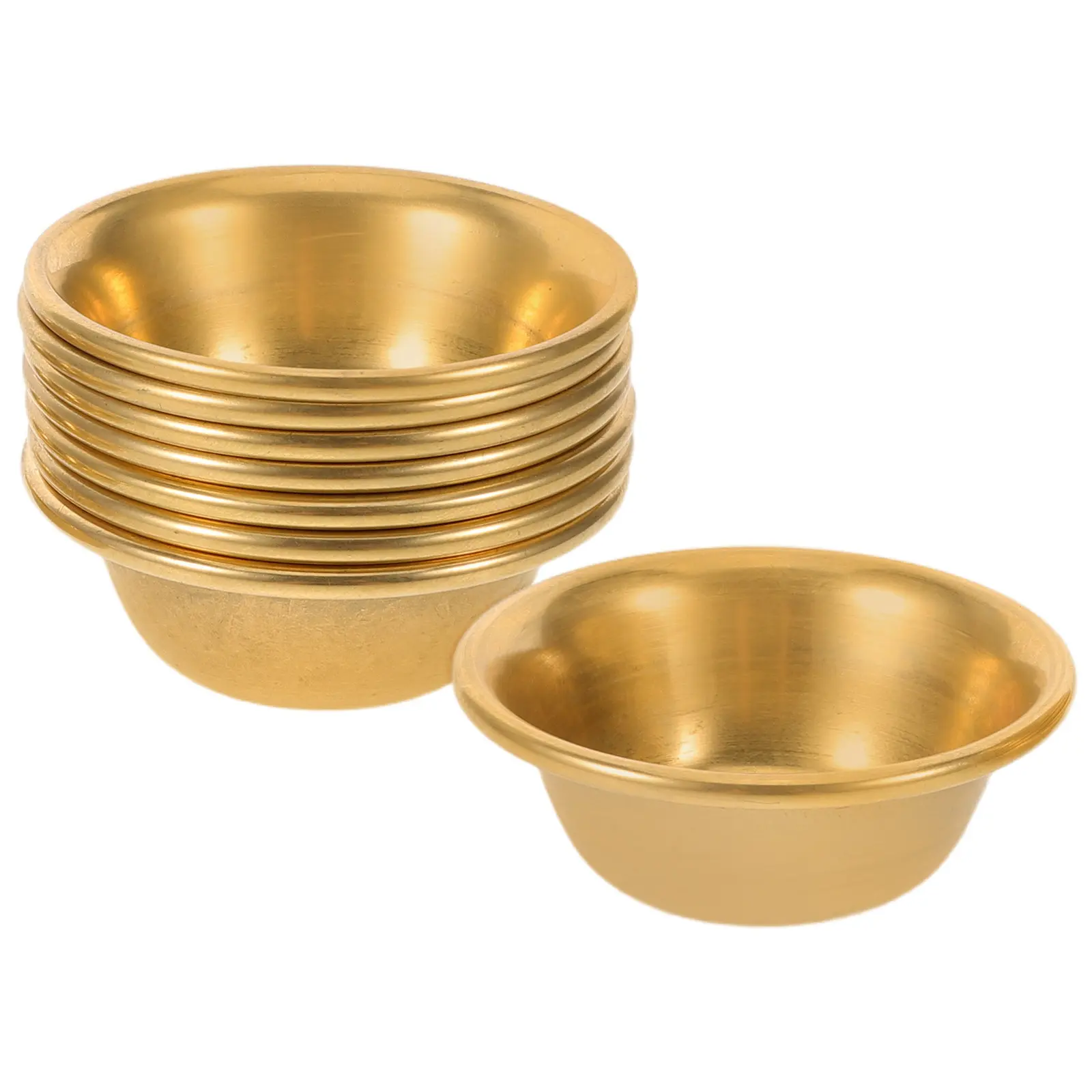 8Pcs Small Brass Buddhist Copper Offering Bowls Mini Water Cups for Holy Ritual Temple Meditation Prayer Decorative Ritual Bowls - view 2