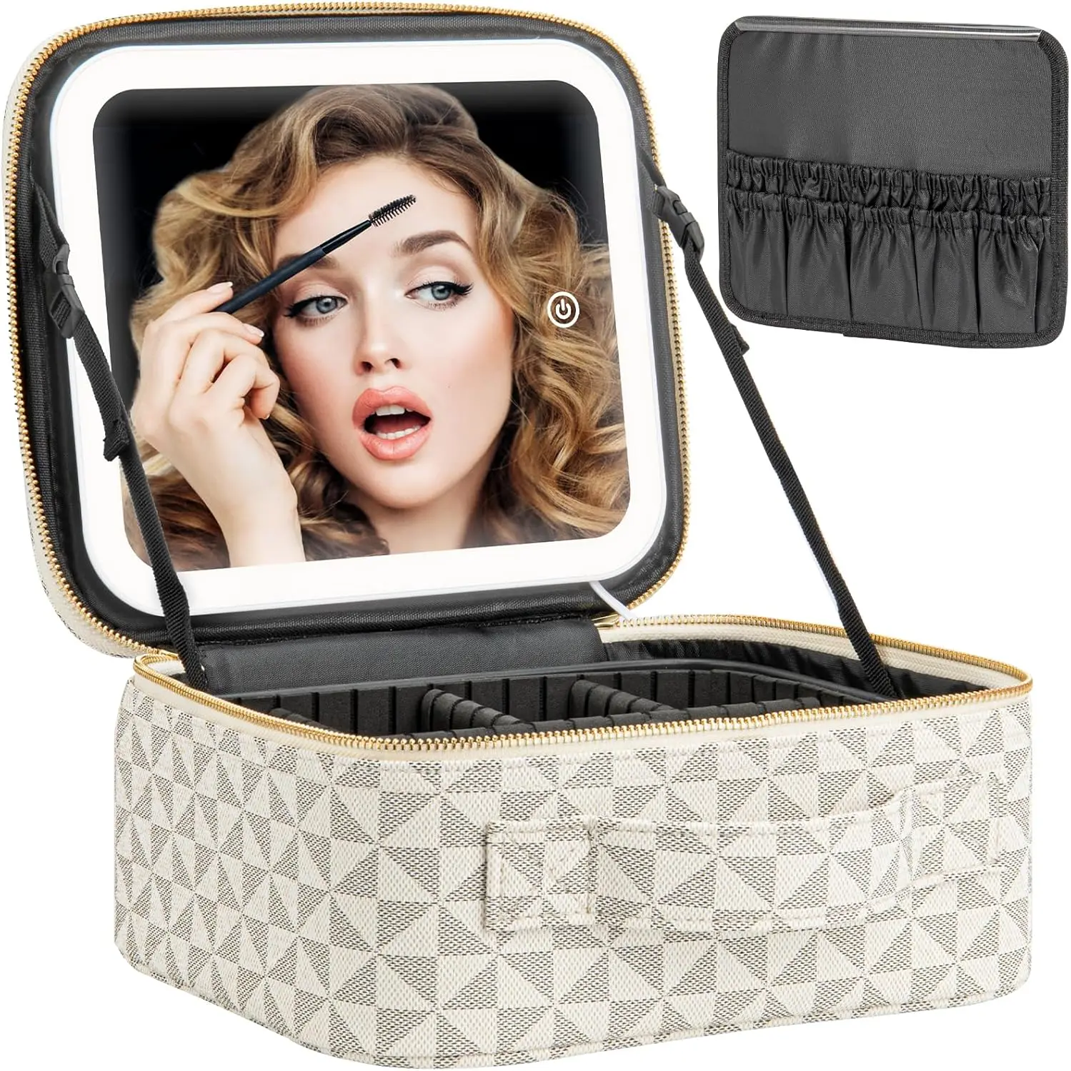 

Portable LED Light Makeup Case with Adjustable Brightness and Waterproof Design for Women's Travel
