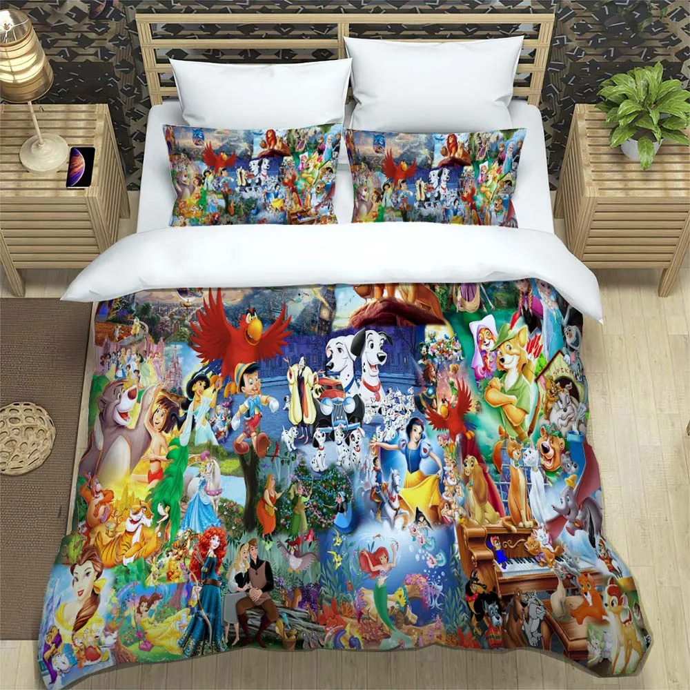 

Disney series Cartoon Cute Print Three Piece Bedding Set Fashion Article Children or Adults for Beds Quilt Covers Pillowcases