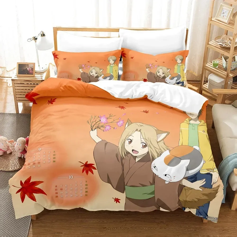Natsume's Book of Friends Anime 3D Duvet Cover Bedding Set Polyester Pillowcases Quilt Cover Home Decor Gift Twin King