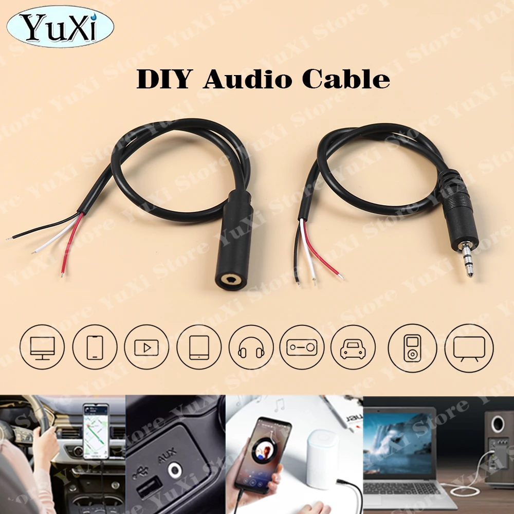 3.5mm 2.5mm Mono Stereo Audio Cable Male Female Plug Jack Connector Cord 2/3/4Pole TS TRS TRRS Extension Wire DIY Earphone Mic