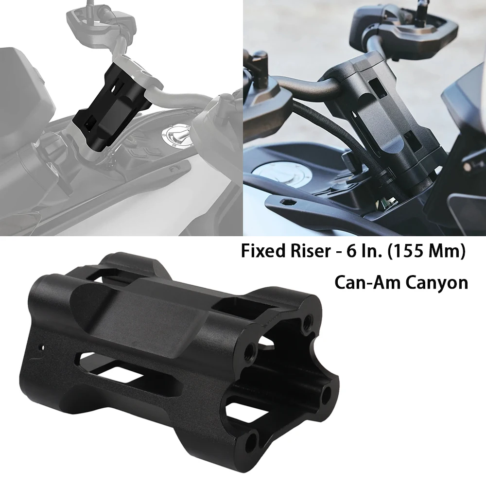 

2025 3-wheel Motorcycle Black 6 In Handlebar Risers 155mm Height Bar Clamp Kit For Can-Am Canyon Redrock XT 2025 2026